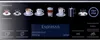 A digital display panel for a coffee machine showing various coffee drink options and settings. Produktbild-Vorschau