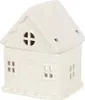 A white ceramic gingerbread house-shaped oil burner is shown from a side-front angle against a white background. Voir les images du produit