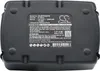 The back of a black lithium-ion battery pack with text and logos printed on it. Produktbild-Vorschau