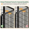 Close-up shots of a black metal pet fence frame, highlighting its thickness and durability with measurement callouts. Podgląd zdjęcia produktu