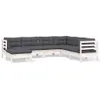 7-tlg. Garten-Lounge-Set mit Kissen Weiß Kiefer Massivholz Produktbild-Vorschau 1