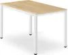 A clean product shot of a rectangular table with a light wood top and white metal legs, set against a white background. Produktbild-Vorschau