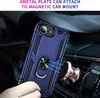 A hand holding a blue phone case with a ring stand, which is magnetically attached to a rose gold car mount on a car's air vent. Produktbild-Vorschau