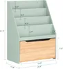 Detailansicht der Maße des SoBuy Kinderregals KMB95-GR in Zoll und cm Náhľad obrázku produktu