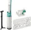 A collection of plumbing parts for a toilet cistern, arranged on a white background. Produktbild-Vorschau