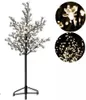 A decorative LED tree with white lights on a black stand, shown against a white background. Two circular insets show close-ups of the lights. Produktbild-Vorschau