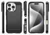 Multiple views of a black carbon fiber phone case for an iPhone 16 Pro. Podgląd zdjęcia produktu