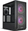 A black computer tower case with RGB fans on the front. Náhled obrázku produktu