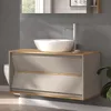 A bathroom vanity with a sink and faucet. Anteprima dell’immagine prodotto