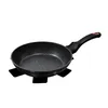 A black frying pan with a speckled interior and a black handle with a rose gold accent is shown on a white background. Náhled obrázku produktu