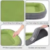 A collage of four images showing different features of a dog bed. Produktbild-Vorschau