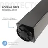 Close-up of a dark gray table leg with an adjustable floor glider. Produktbild-Vorschau