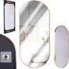A collage of oval mirrors with gold frames, including a close-up of a wall-mounting accessory. Produktbild-Vorschau