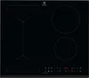 A top-down view of a black induction cooktop. Voir les images du produit