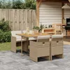 5-tlg. Garten-Essgruppe mit Kissen Beige Poly Rattan Produktbild-Vorschau 2