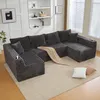 Cord-Sofa U-Form Wohnlandschaft mit Federkern U-förmiges Produktbild-Vorschau 10