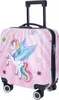 A pink children's suitcase with a unicorn design and wheels. Produktbild-Vorschau