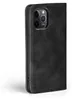 A black flip case for an iPhone 12 is shown from the side against a white background. Produktbild-Vorschau