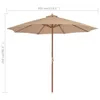 vidaXL Ombrellone con asta in legno 300 cm Taupe Anteprima dell’immagine prodotto 6
