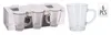 A set of glass mugs in packaging and a single mug shown separately. Voir les images du produit
