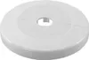 A white plastic hinge rosette with a central hole. Produktbild-Vorschau