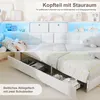 UnboxG Polsterbett 90x200 cm Weiß, Einzelbett als Eckbett Produktbild-Vorschau 9
