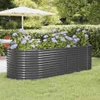 A raised garden bed filled with blue hydrangeas in a garden setting. Anteprima dell’immagine prodotto