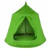 A green hanging tent for children, suspended from a hook. Produktbild-Vorschau