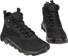 A pair of black hiking boots shown against a white background. Produktbild-Vorschau