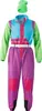 A colorful ski suit and hat laid out against a white background. Produktbild-Vorschau