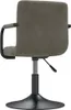 A rear view of a gray velvet bar stool with a black base and adjustable height. Anteprima dell’immagine prodotto