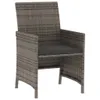 3-tlg. Bistro-Set mit Kissen Grau Poly Rattan Produktbild-Vorschau 5