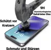 A hammer is about to strike a smartphone screen, demonstrating its durability. Produktbild-Vorschau