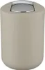 A taupe-colored trash can with a silver flip-top lid. Produktbild-Vorschau