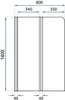 A diagram showing the dimensions of a shower enclosure. Produktbild-Vorschau