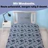 A bed with a duvet cover and pillow featuring a Mario Kart theme. Produktbild-Vorschau