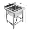 Freistehende Edelstahl Spültisch Gastrospüle 1 Becken 60 x Produktbild-Vorschau 2