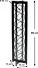 A black metal wine rack with dimensions indicated by text and arrows. Náhled obrázku produktu