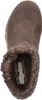 A top-down view of a brown Skechers boot with a knitted cuff. Voir les images du produit
