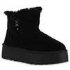 A black winter boot with a platform sole and fur trim. Produktbild-Vorschau