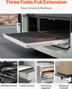 A collage of images showing a sliding drawer mechanism extended from a vehicle, an industrial drawer, commercial equipment with a pizza, and a warehouse container. Podgląd zdjęcia produktu