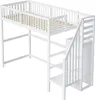 A white loft bed with stairs and storage. Náhľad obrázku produktu