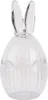 A clear glass Easter egg shaped candy dish with bunny ears. Voir les images du produit