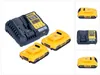 DEWALT Akku-Kit (2x 18V/2Ah plus DCB1104) Anteprima dell’immagine prodotto 1