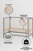 Beistellbett 60x120 cm mit Umbauseite - grau/natur - Dreamy Produktbild-Vorschau 12