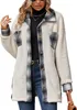 ASKSA Damen Fleecejacke Karierte Wolljacke Oversized Produktbild-Vorschau 1