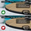 Two images showing the edge of a round wooden table top with different edge finishes. The top image highlights a rounded edge for safety with a thumbs-up icon. The bottom image contrasts this with a dangerous sharp edge, indicated by a thumbs-down icon. Produktbild-Vorschau