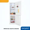 An open refrigerator with food items inside, presented on a white background with marketing text and a logo. Produktbild-Vorschau