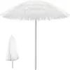 A white, fringed umbrella on a white background, with a smaller, closed umbrella to the left. Produktbild-Vorschau