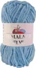 A ball of light blue velvet yarn with a label. Náhled obrázku produktu
